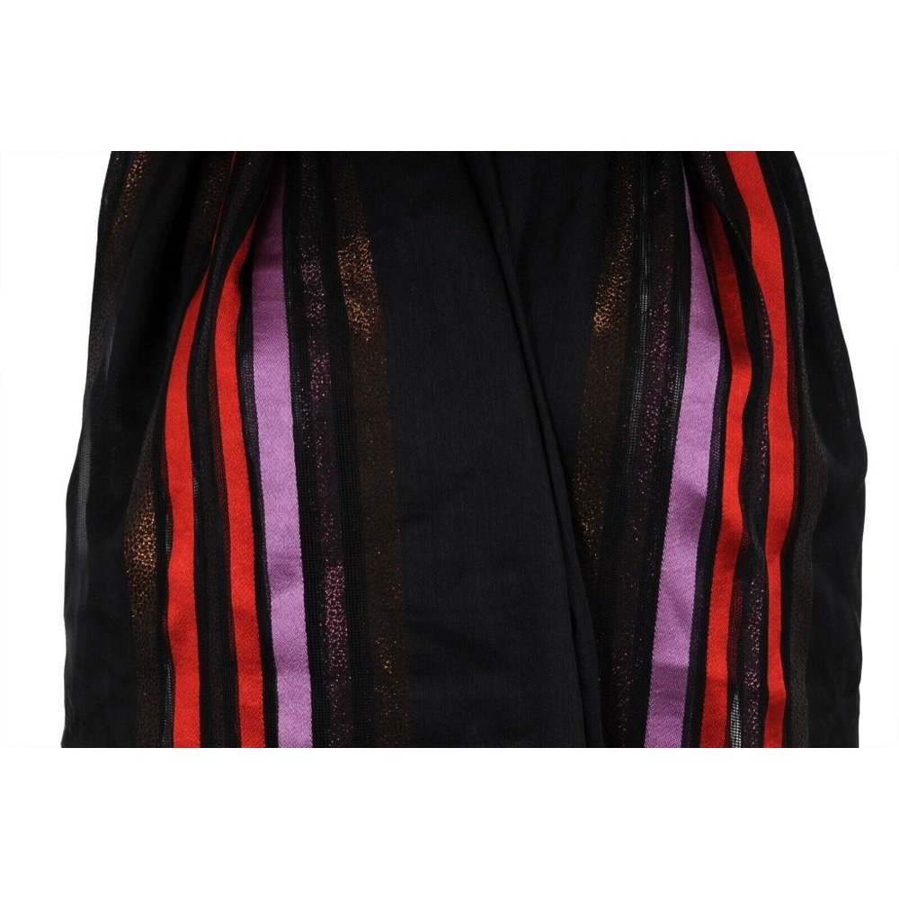 Gucci Women Striped Scarf Black Pink Red Brown Metallic Silk Cashmere Shawl Wrap - Picture 4 of 7